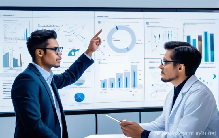 변리사와 산업기술 연구소 협력 - **Prompt:** A diverse team of scientists and patent lawyers in a brightly lit, modern innovation lab...