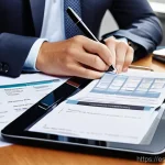 Home 12 변리사 업무 일지 작성법 - **Prompt: The Meticulous IP Agent's Digital and Traditional Workspace**
"A focused intellectual ...