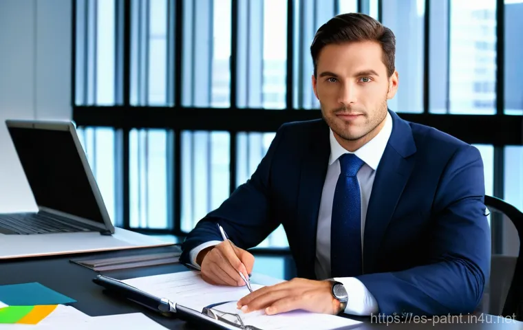 변리사 실무 노트 작성법 - **Prompt 1: The Architect of Legal Knowledge**
"A highly focused male patent attorney, in his la...