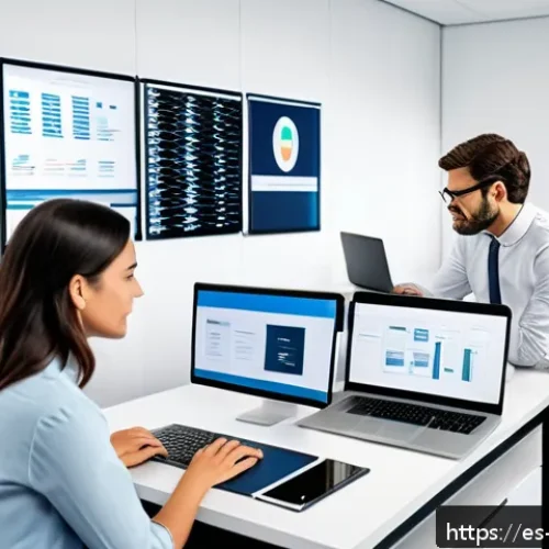 변리사 실무를 위한 필수 소프트웨어 - A modern patent agent&rsquo;s office scene showcasing a diverse professional team collaborating remotely v...